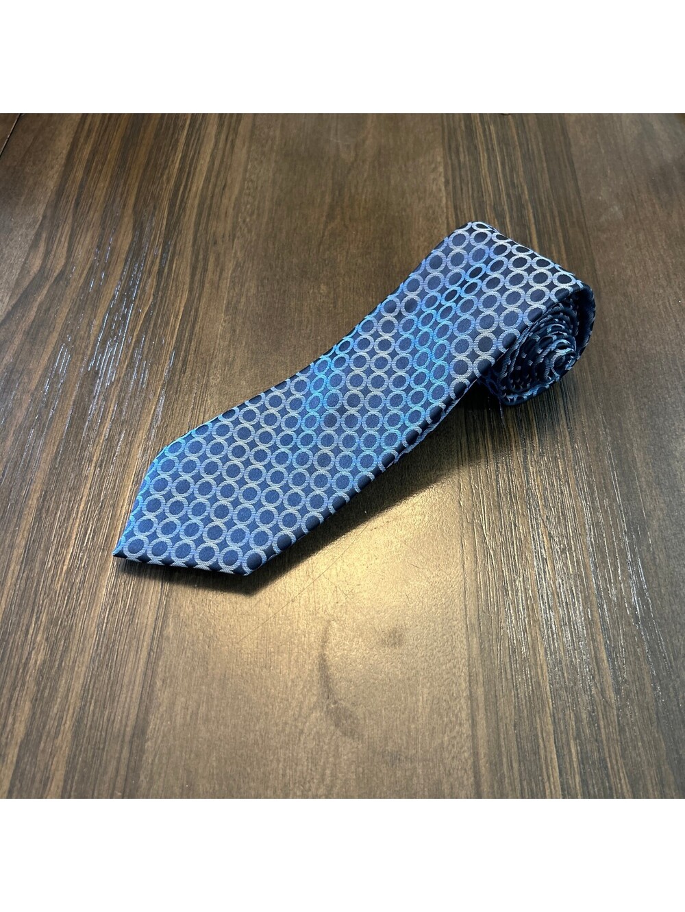 M&S Marks & Spencer Blue Silver Geometric Tie